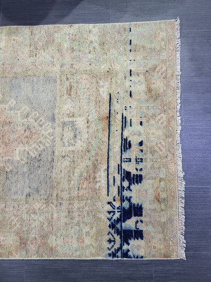 Handmade 3.2 x 6 Rug, Oushak Rug, Rustic Rug, primitive Rug, Fun Rug, Turkish Rug, Farmhouse Rug, Vintage Rug, Wool rug