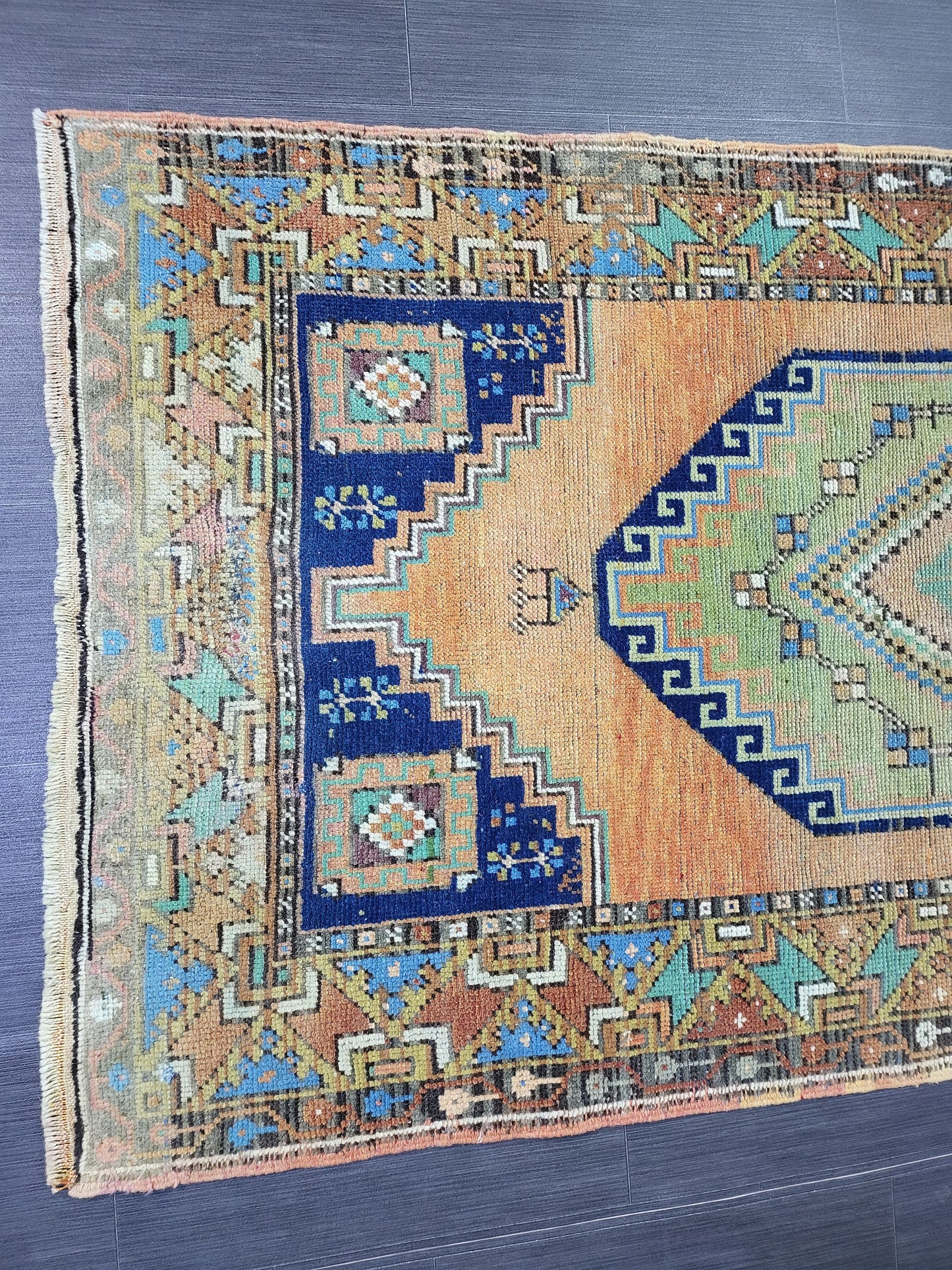 OUSHAK RUG, TURKISH 3.6 x 6 Rug, Vintage Oushak Rug, Vintage Rug, Wool Hand Knotted Rug, Handmade Blue Rugs, Vintage Turkish Rug