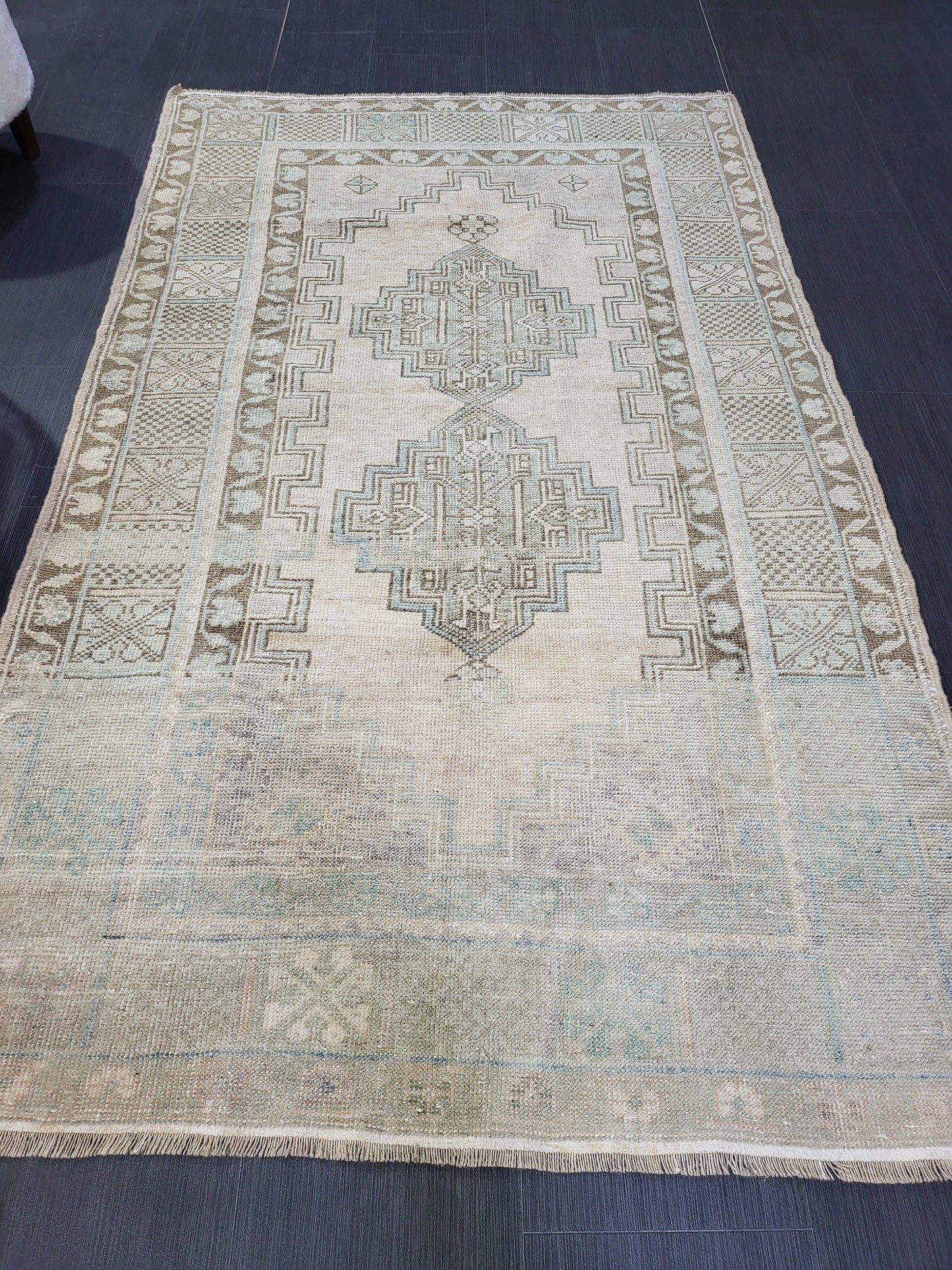 Muted Rustic Rug, Floor 3.9 x 6.4 Rug, Persian Rug, Muted Turkish Rug, Farmhouse Rug, Vintage Rug, Wool rug,Handknotted rug