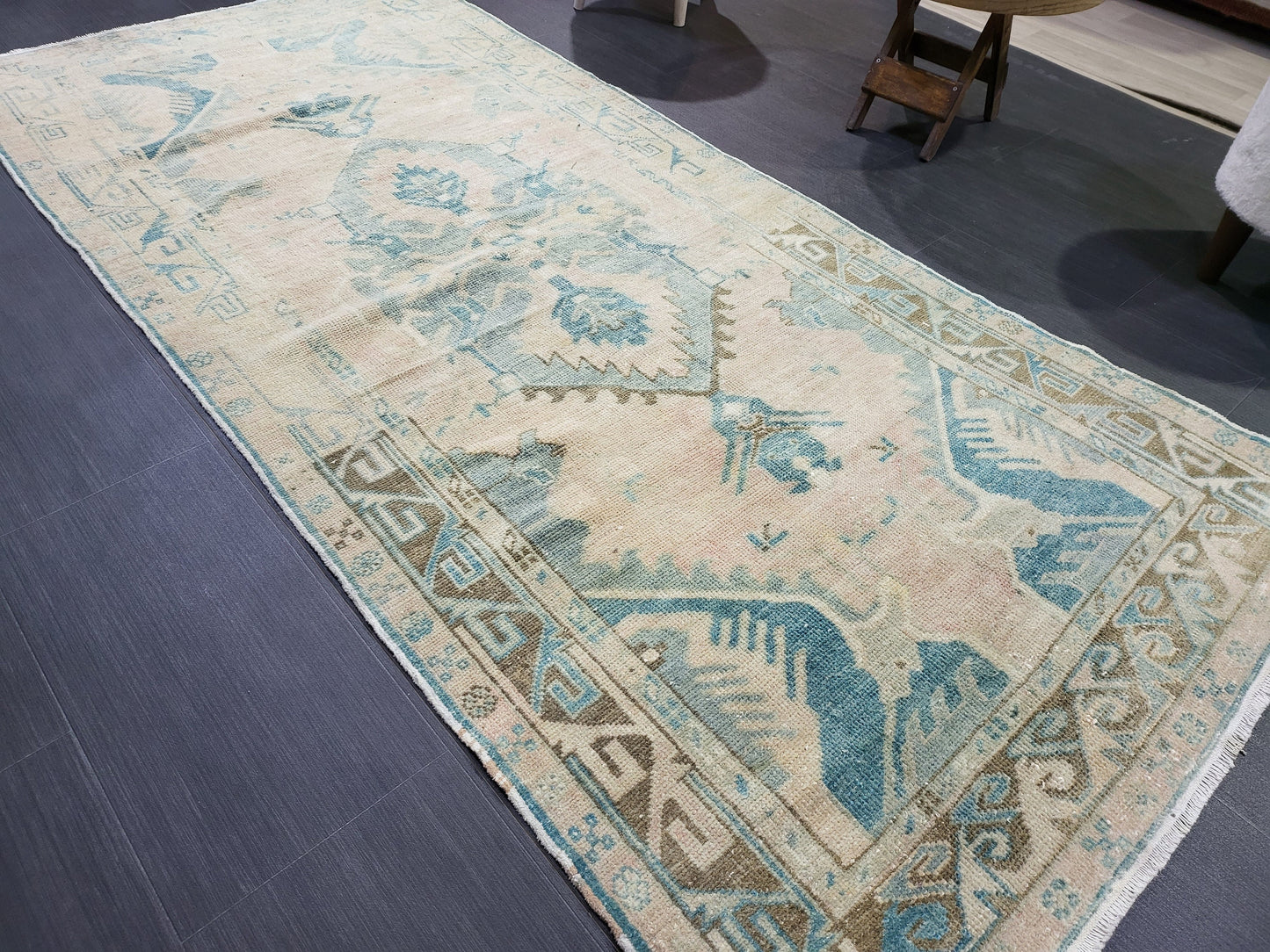 OUSHAK RUG, TURKISH 3.4 x 7.2 Rug, Vintage Persian Rug, Vintage Rug, Wool Handknotted Rug, Handmade Rugs, Vintage Turkish Rug