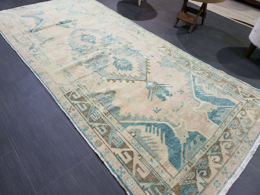 OUSHAK RUG, TURKISH 3.4 x 7.2 Rug, Vintage Persian Rug, Vintage Rug, Wool Handknotted Rug, Handmade Rugs, Vintage Turkish Rug