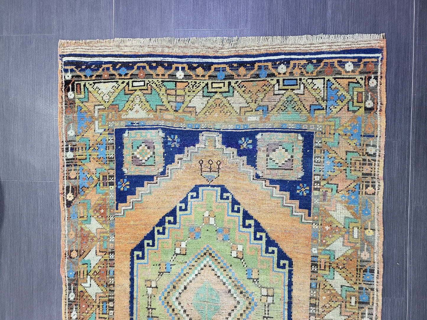 OUSHAK RUG, TURKISH 3.6 x 6 Rug, Vintage Oushak Rug, Vintage Rug, Wool Hand Knotted Rug, Handmade Blue Rugs, Vintage Turkish Rug