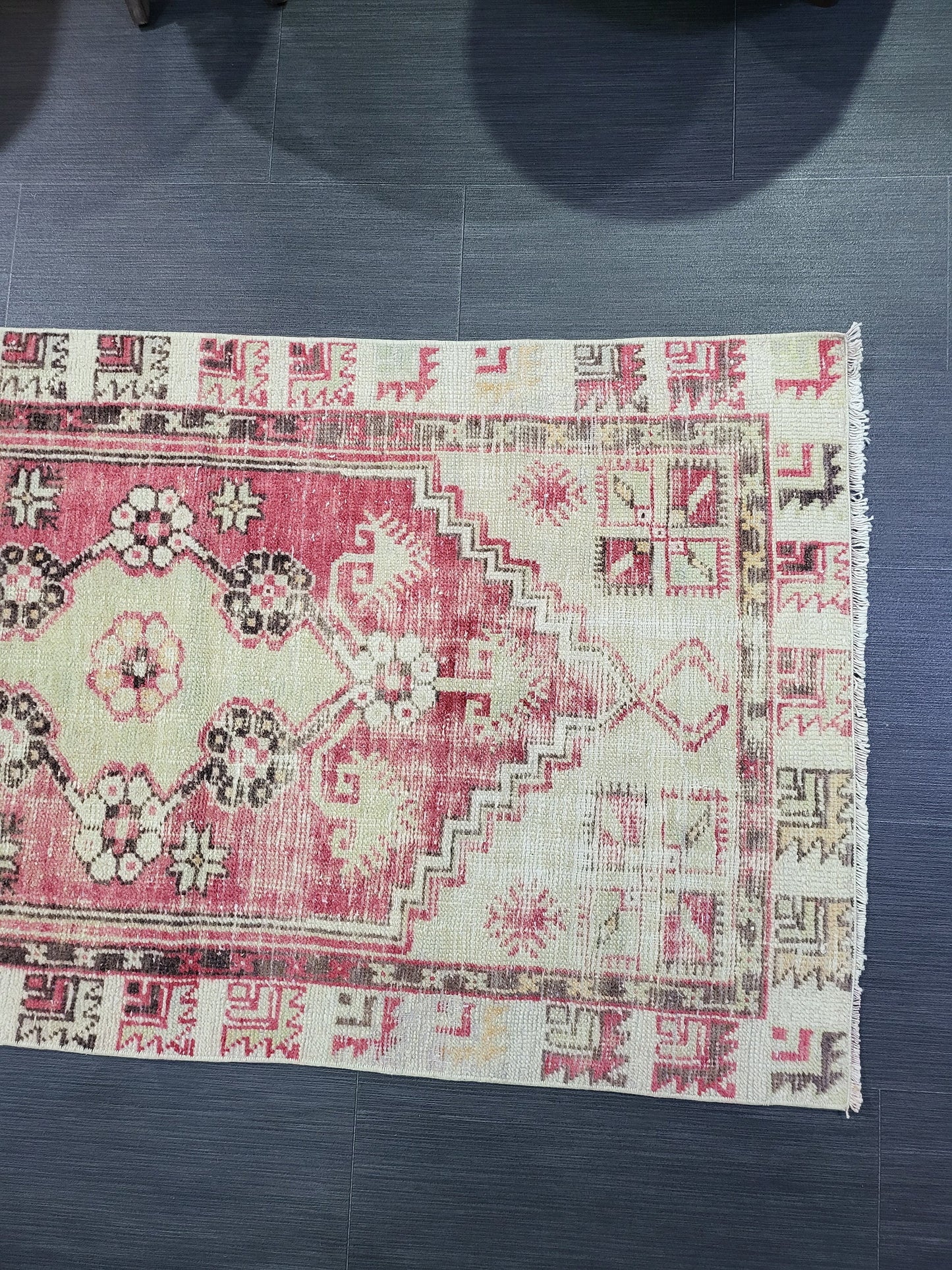 Vintage Oushak Rug, Vintage Persian 2.6 x 4.10 Rug, Wool Oushak Rug, Handmade Rugs, Vintage Turkish Rug, Hand Knotted Rug