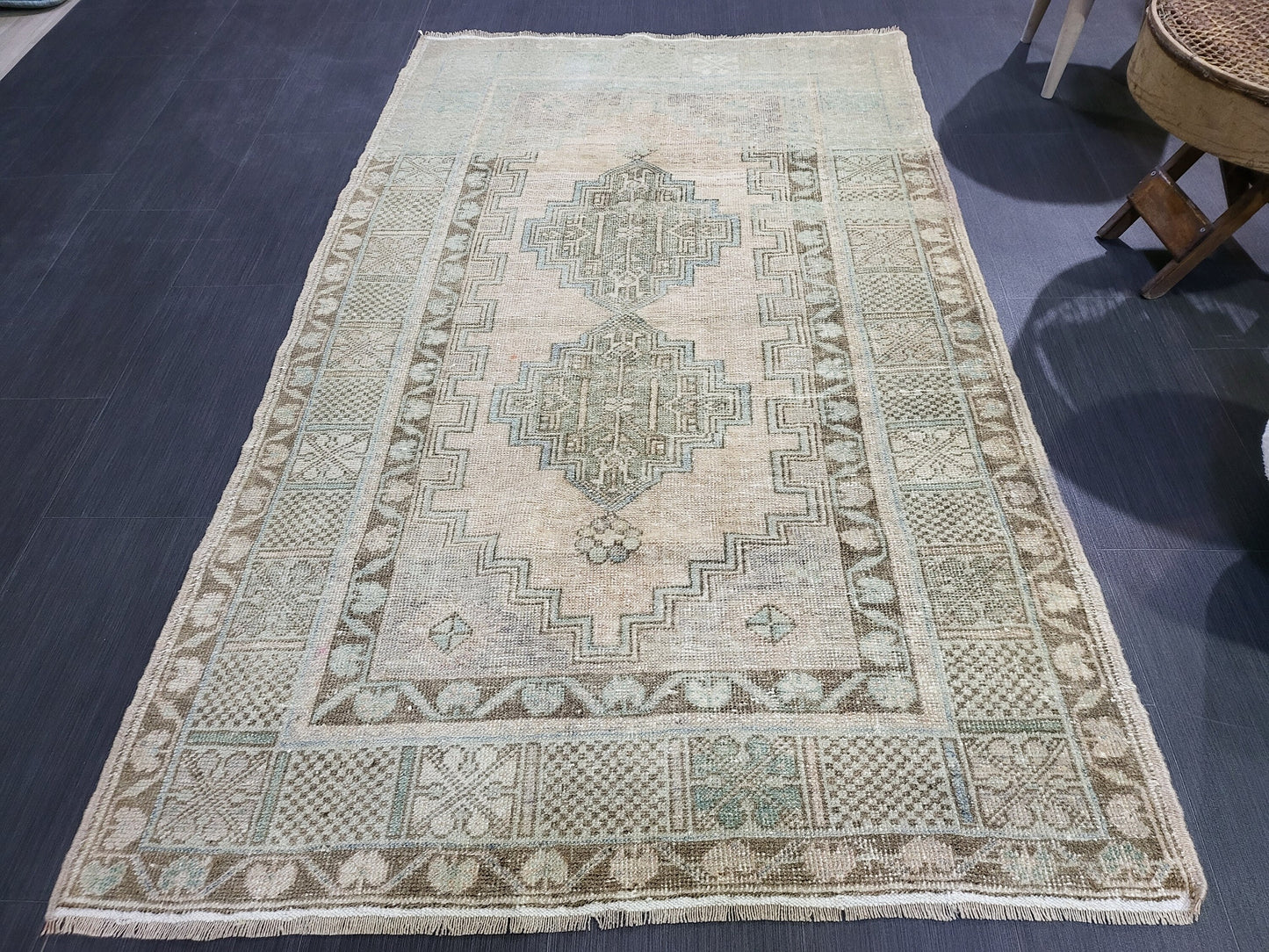 Muted Rustic Rug, Floor 3.9 x 6.4 Rug, Persian Rug, Muted Turkish Rug, Farmhouse Rug, Vintage Rug, Wool rug,Handknotted rug