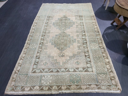 Muted Rustic Rug, Floor 3.9 x 6.4 Rug, Persian Rug, Muted Turkish Rug, Farmhouse Rug, Vintage Rug, Wool rug,Handknotted rug