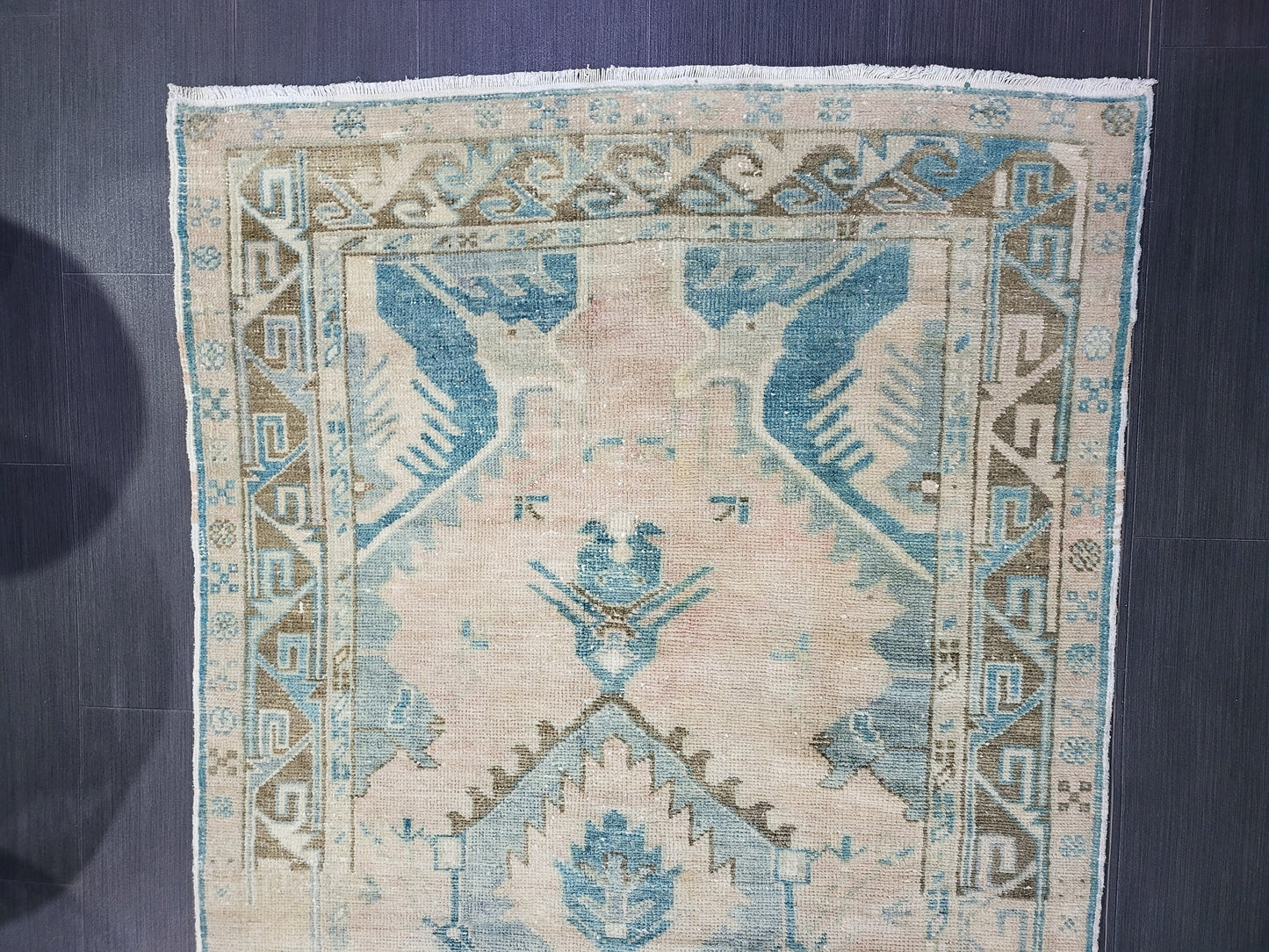 OUSHAK RUG, TURKISH 3.4 x 7.2 Rug, Vintage Persian Rug, Vintage Rug, Wool Handknotted Rug, Handmade Rugs, Vintage Turkish Rug