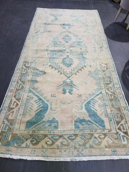 OUSHAK RUG, TURKISH 3.4 x 7.2 Rug, Vintage Persian Rug, Vintage Rug, Wool Handknotted Rug, Handmade Rugs, Vintage Turkish Rug