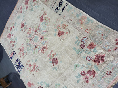 TURKISH Oushak Rug, Vintage 4 x 5.7 Rug, Vintage Persian Rug, Wool Oushak Rug, Handmade Rugs, Vintage Turkish Rug