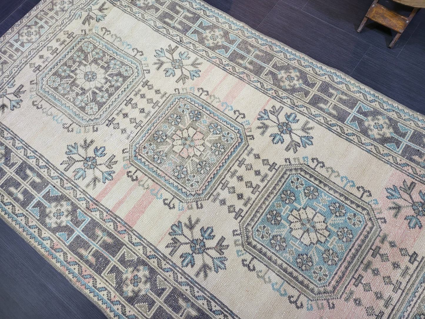 Handmade Oushak Runner Rug, Turkish Runner Rug, Vintage Runner 4.7 x 11.6 Rug, Hallway Runner Rug Kitchen Runner Rug Wool Runner Rug