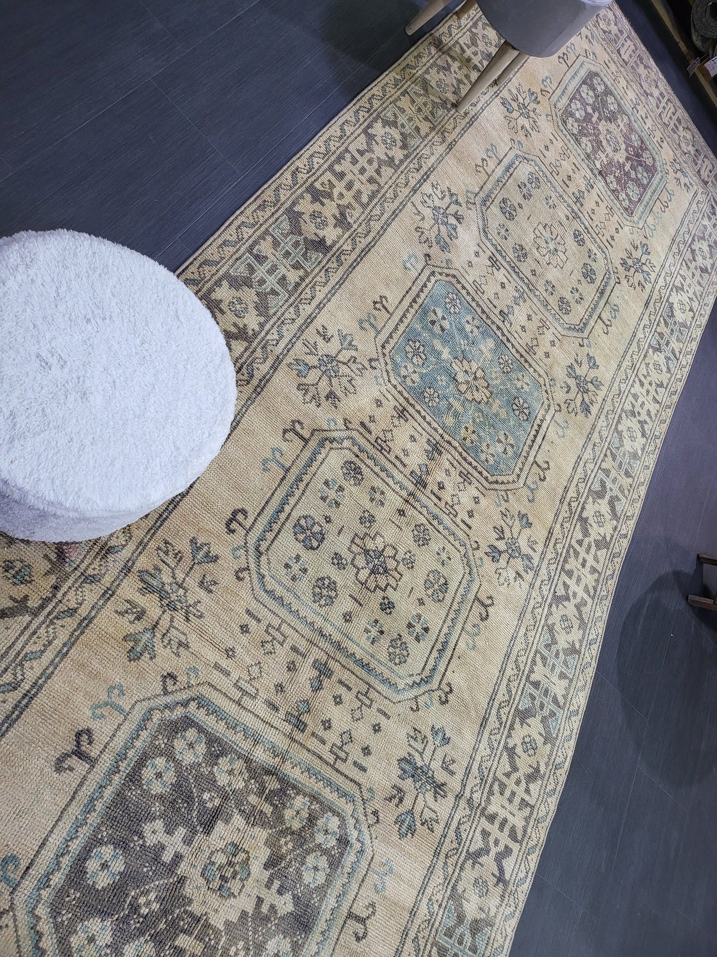 Muted Oushak Runner Rug, Turkish Runner 4.6 x 12 Rug, Vintage Runner Rug, Muted Hallway Runner Rug, Kitchen Runner Rug, Wool Handknotted Rug