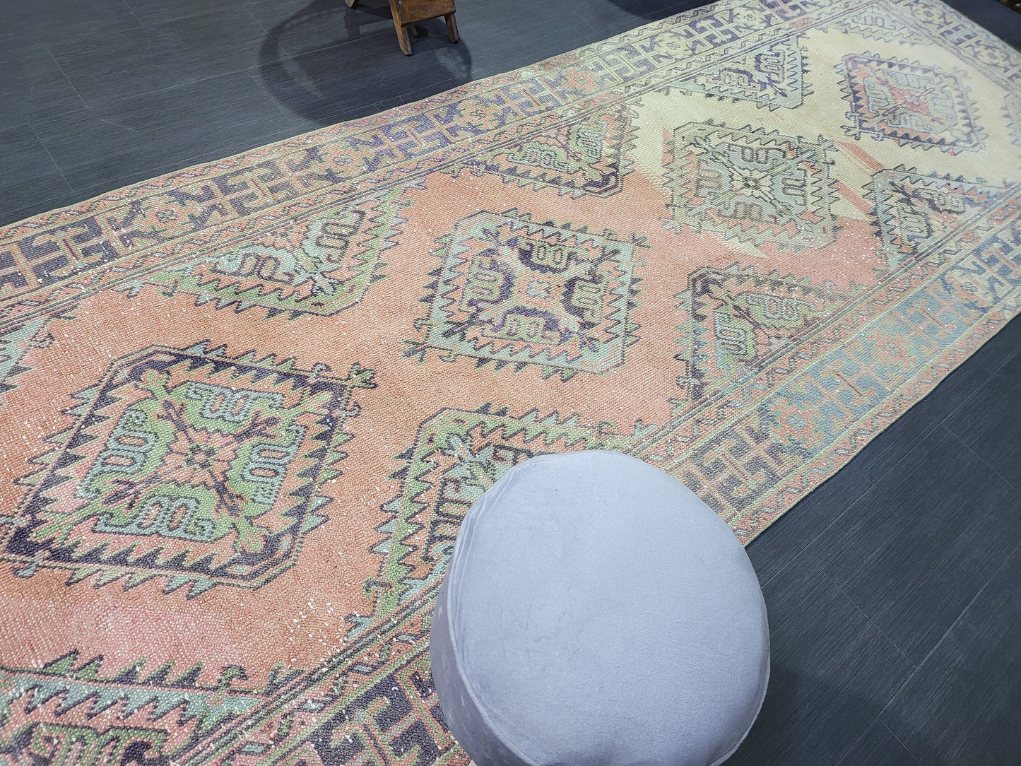 Hand Knotted Runner Rug, Turkish 4.4 x 11.10 Runner Rug, Vintage Runner Rug, Hallway Runner Rug, Persian Runner Rug Wool Runner Rug