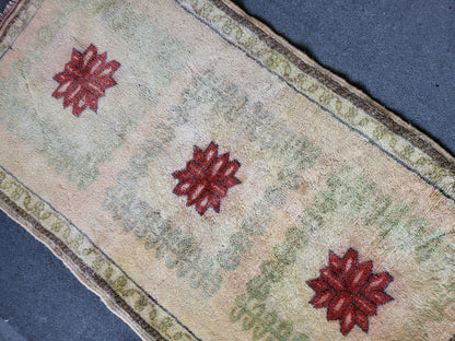Handmade Muted Rug, Hand Knotted 2.3 x 4.2 Rug, Oushak Rug, Rustic Rug, Vanity Rug, Turkish Rug, Farmhouse Rug, Vintage Rug, Wool rug