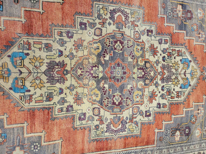 Antique RUG, Oushak 5.7 x 10 Rug, One Of A Kind Rug, Vintage Persian Rug, Blue Vintage Rug, Fine Wool Unique Rug, Rear Turkish Rug,
