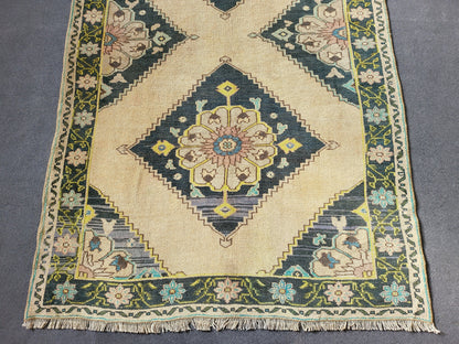 Oushak Runner Rug, Turkish 4.2 x 10.3 Runner Rug, Vintage Runner Rug, Persian Hallway Runner Rug, Handmade Runner Rug Wool Anatolian Runner