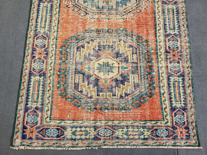 Distressed Runner Rug Vintage 4.2 x 10.9 Turkish Runner Rug Vintage Runner Rug Handmade Runner Rug Kitchen Runner Rug Persian Runner Rug