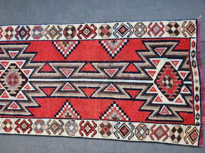 Oushak Runner Rug Turkish 3.2 x 11 Runner Rug Vintage Runner Rug Hallway Runner Rug Kitchen Runner, HANDMADE Runner Rug Wool Anatolian Rug
