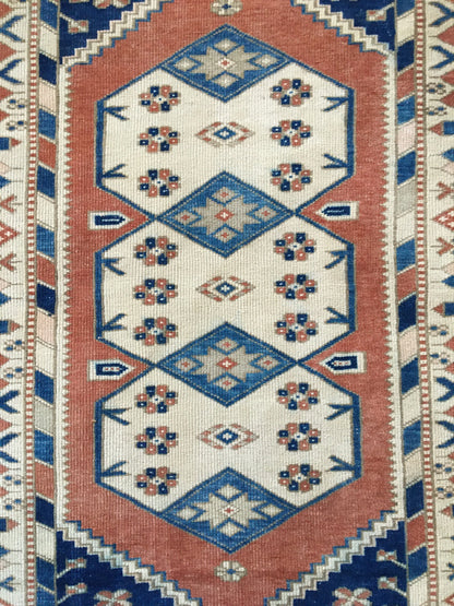 4x6 turkish blue rug bedroom rug, vintage oushak rug