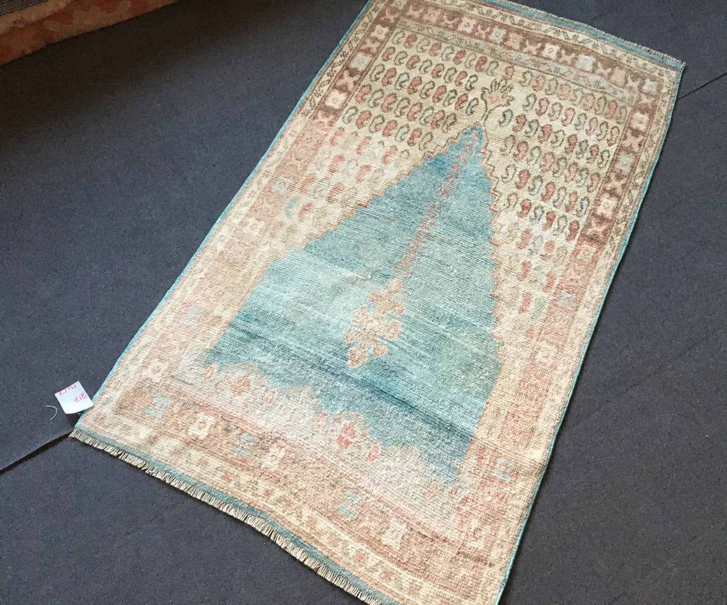 3.3 x 5.6 feet handmade antique old rug, vintage bedroom area wool rug