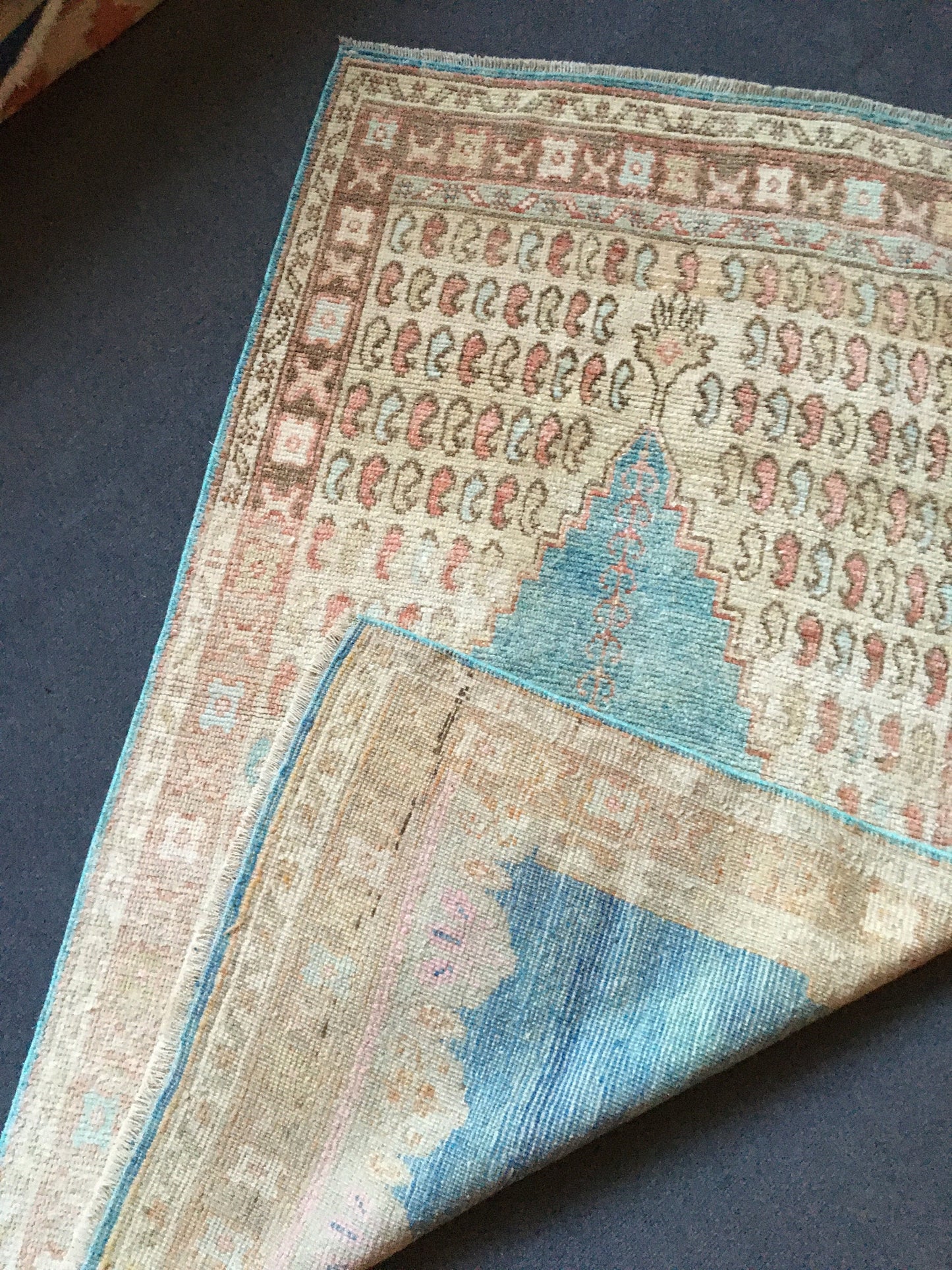 3.3 x 5.6 feet handmade antique old rug, vintage bedroom area wool rug