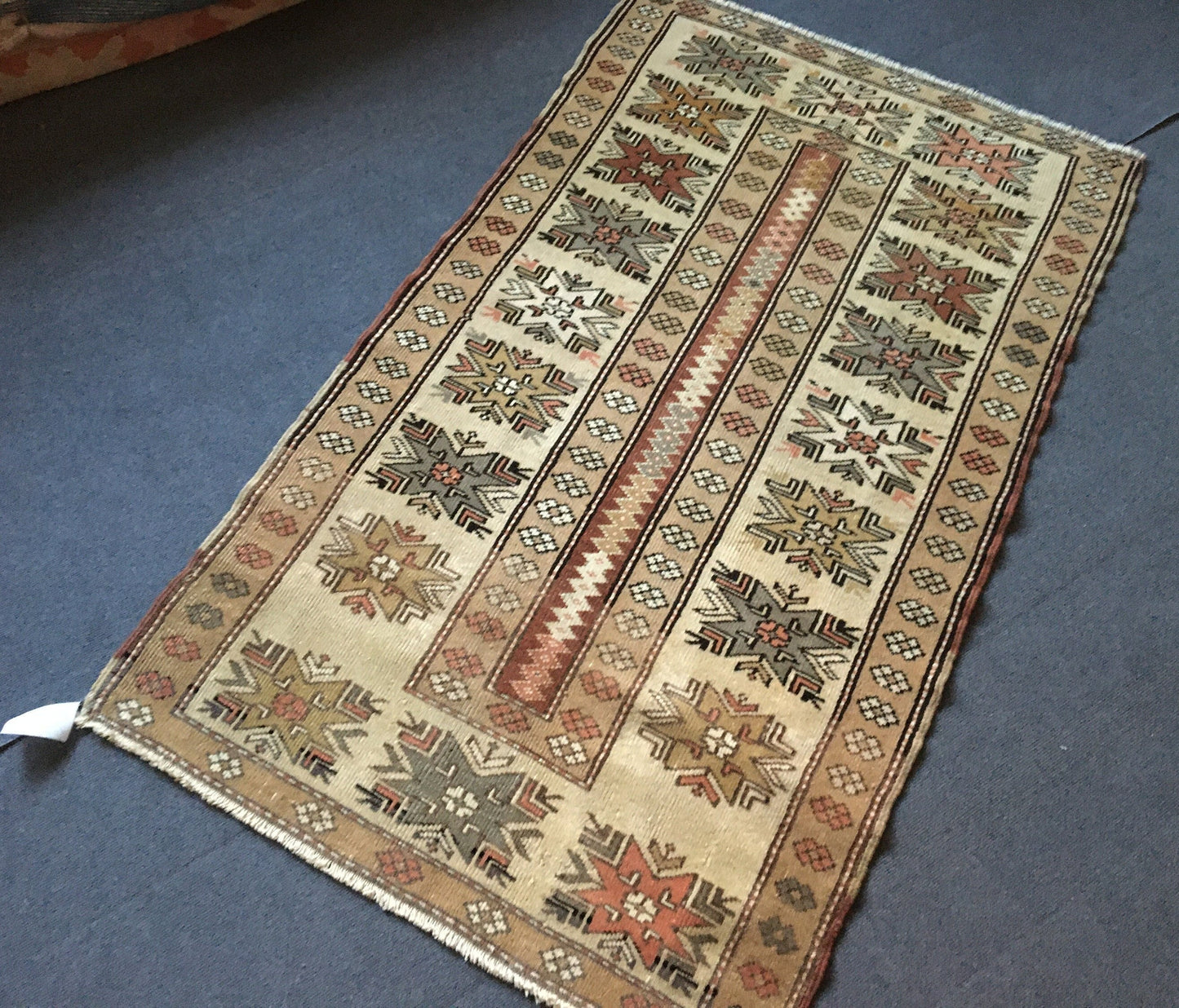 3.5 x 6 feet natural handmade wool large rug, turkish living room area rug, wide bedroom brown rug