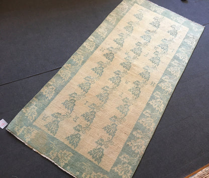 3.5 x 7 feet handmade wool turkish bedroom area rug, oushak vintage