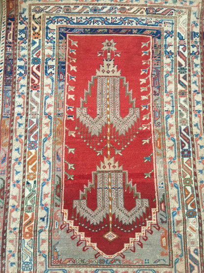 4x6 handmade wool vintage large rug, turkish wide living room floor rug, oushak kitchen area rug,
