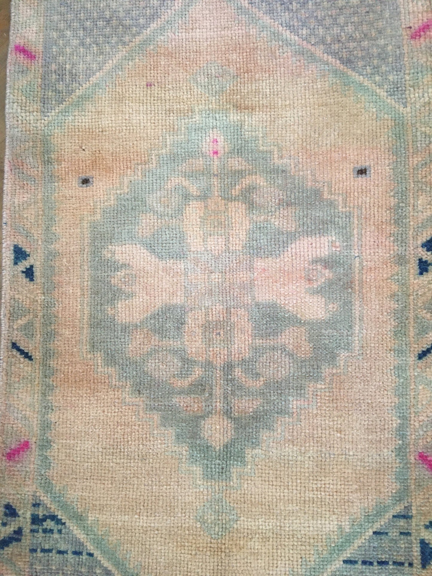 1.6 x 3.1 feet handmade small turkish rug, mini bathroom floor rug, vintage oushak rugs