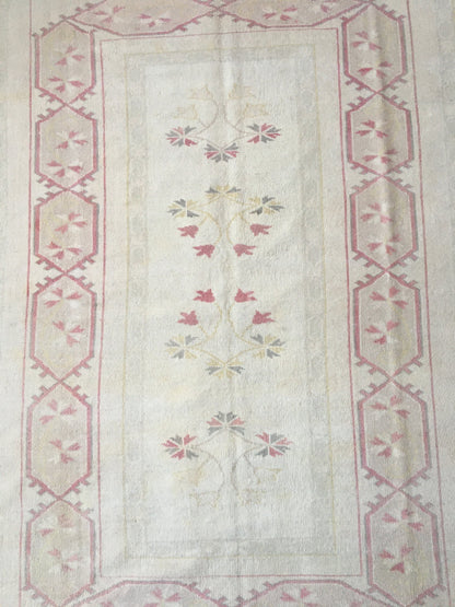 5x7 muted turkish rug, pastel bohemian rug, vintage oushak rug, wool rug, kitchen rug, living room rug,