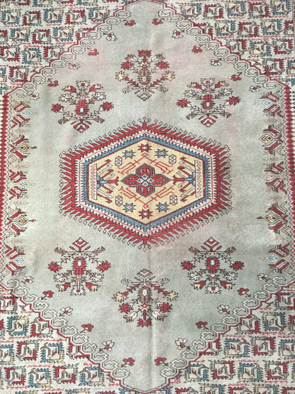 6 x 8.5 feet handmade antique turkish rug, vintage muted oushak living room floor rug,