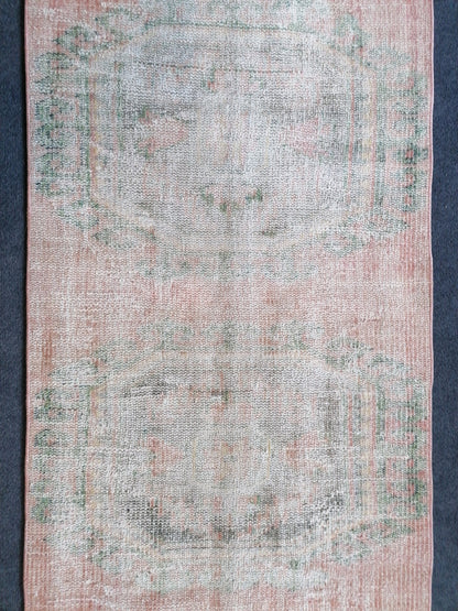 2.9 x 11.7 distressed oushak turkish runner rug, turkish rug , anatolian rug