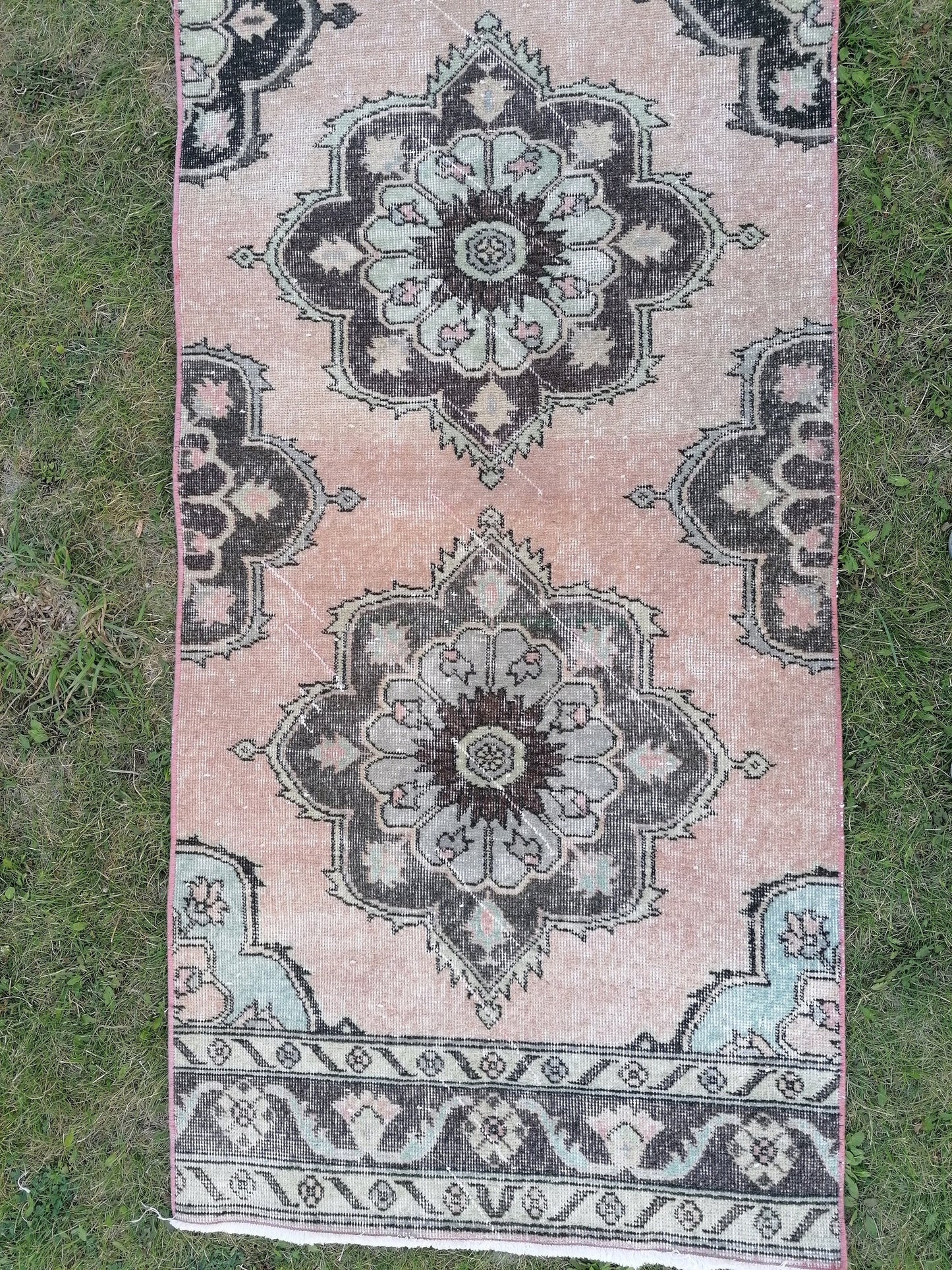 2.8 x 11.10 oushak turkish runner rug, handmade runner rug, vintage handmade rug