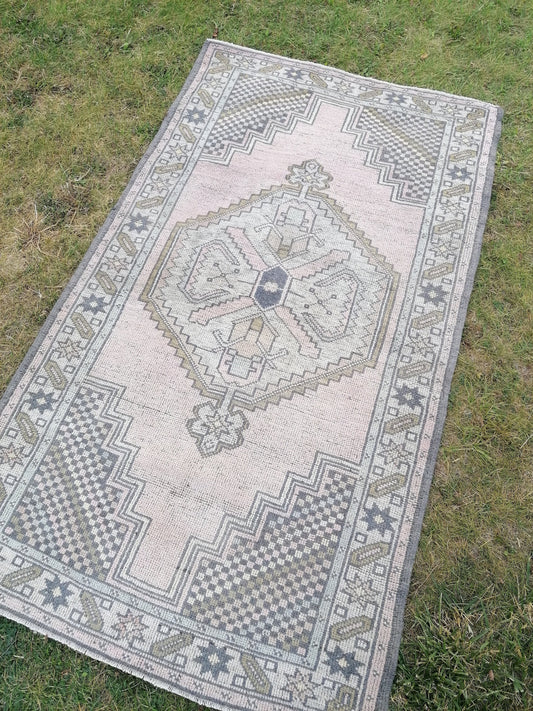 3.6 x 6.2 ft Turkish rug,oushak rug,vintage pastel rug, hand made wool rug