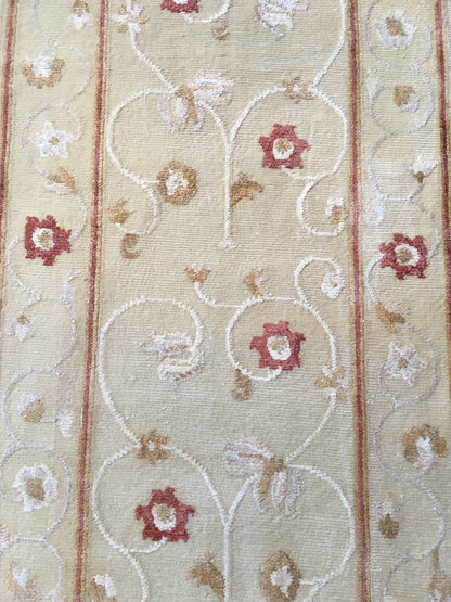 2.6 x 9 feet handmade vintage floral runner rug, turkish living room area runner,