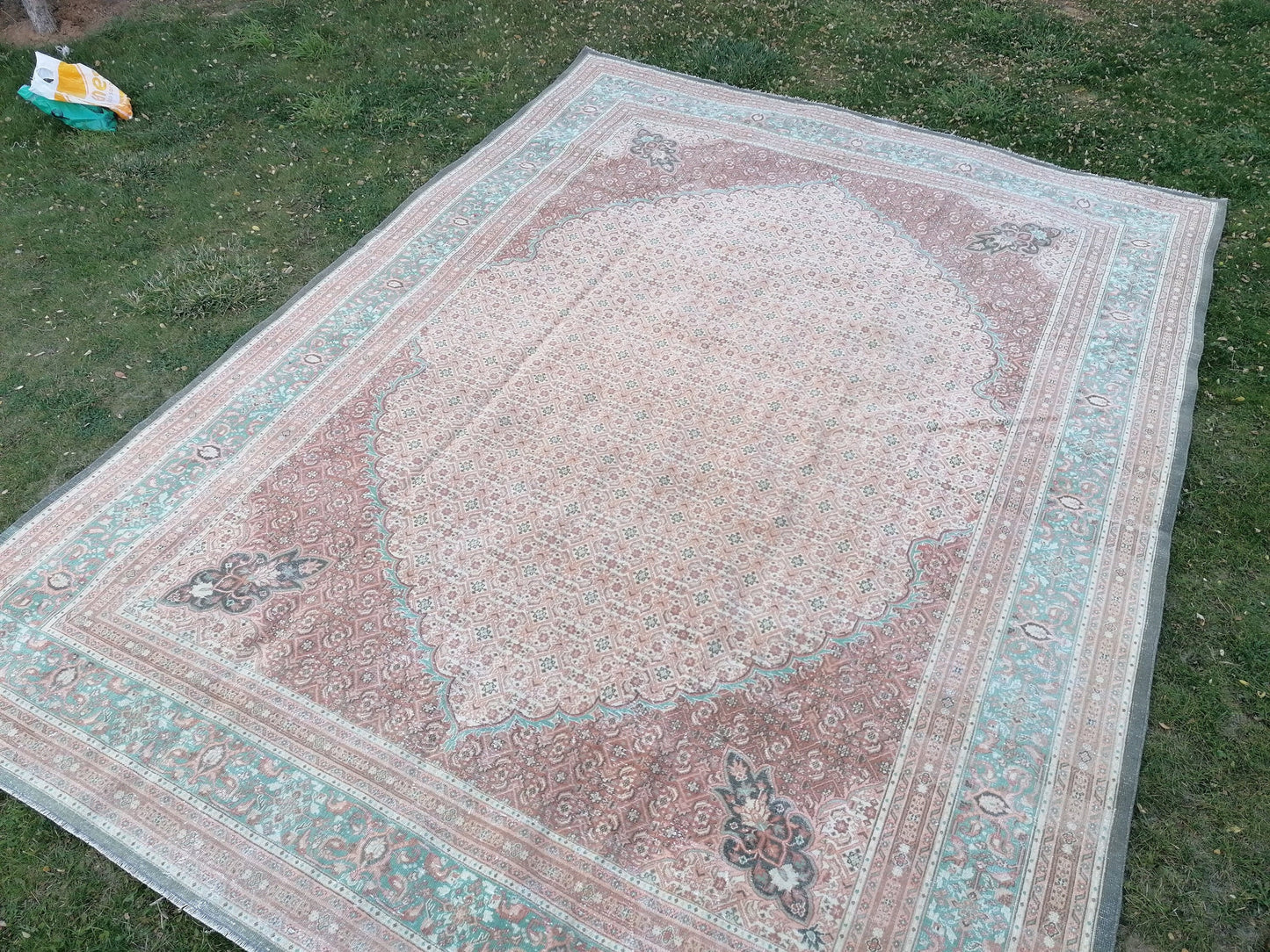 9.7 x 13 Oushak handmade wool rug, large living room rug, pastel oushak rug