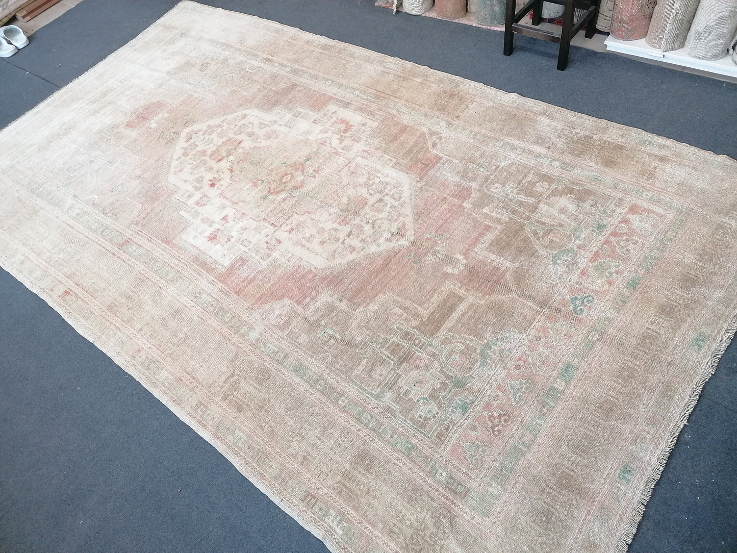 6 x 11 Muted Oushak rug, vintage turkish rug, anatolian rug, vintage rug, handmade rug