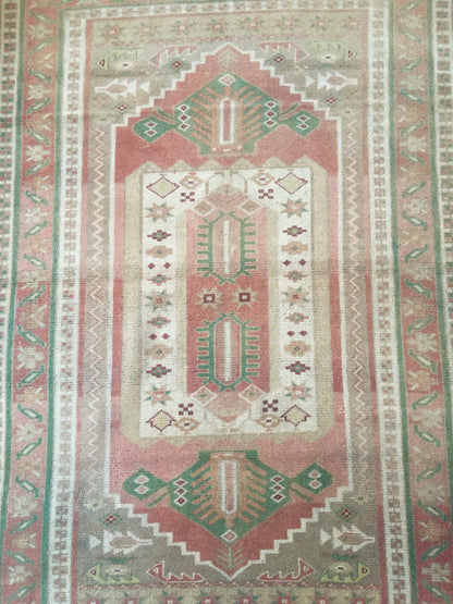4x6 handmade muted natural kitchen floor rug, turkish wool bedroom area rug, vintage