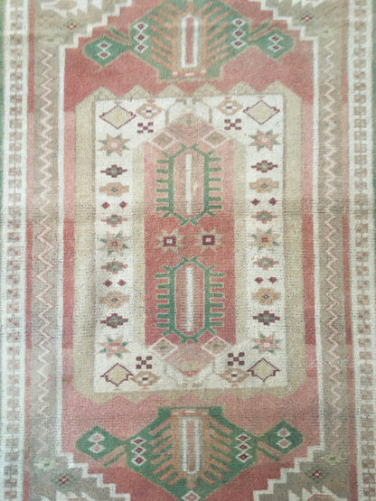 4x6 handmade muted natural kitchen floor rug, turkish wool bedroom area rug, vintage