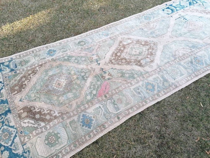 4.9 x 12.8 Turkish runner rug, vintage oushak runner rug, hallway runner rug, vintage runner rug