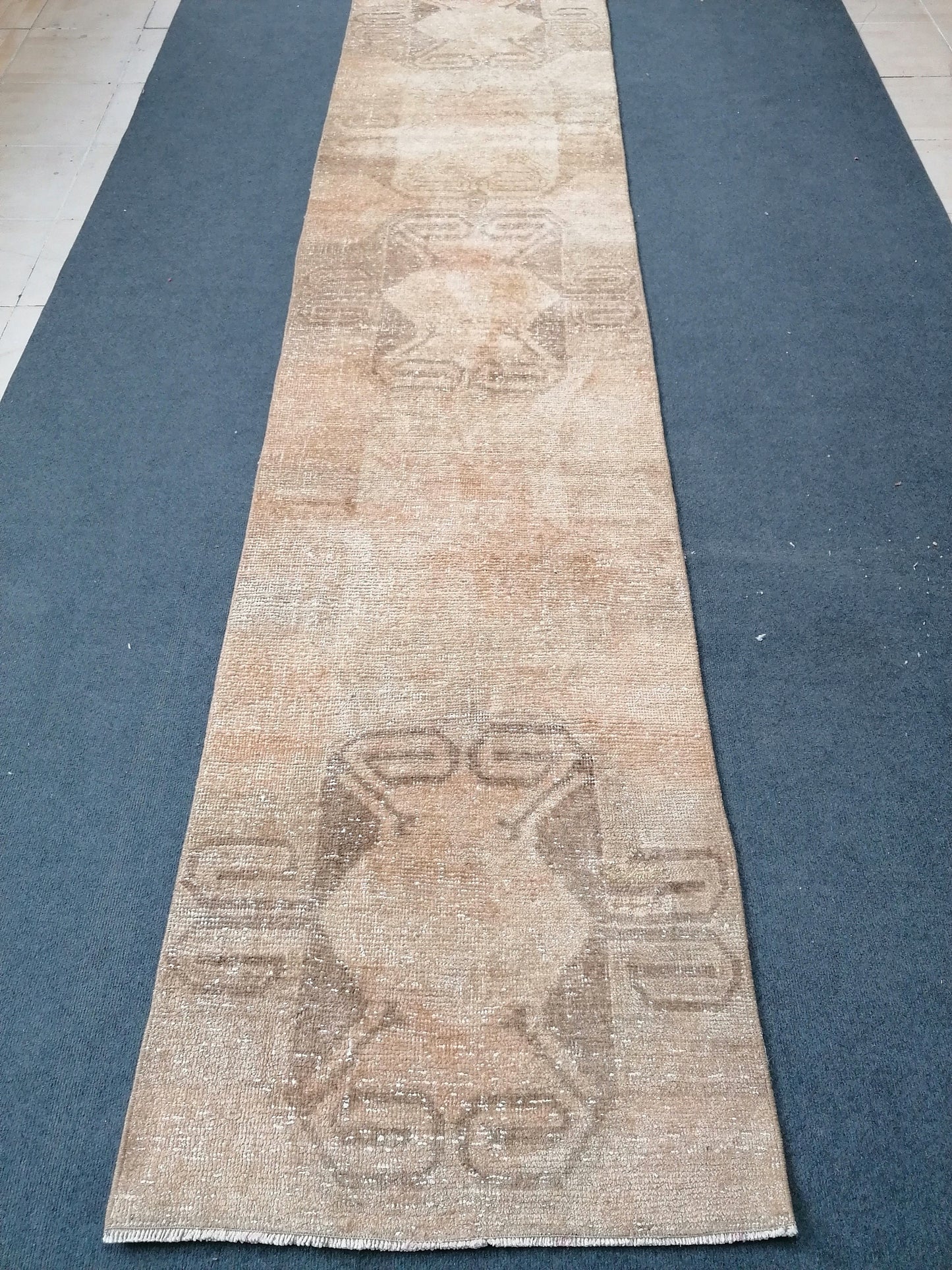 2.5 x 11.2 turkish runner rug, vintage runner rug, vintage oushak runner rug,