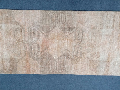2.5 x 11.2 turkish runner rug, vintage runner rug, vintage oushak runner rug,