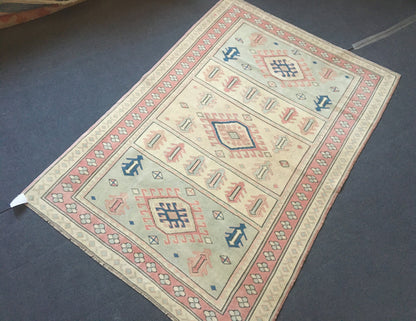 4x6 feet etnique design turkish bedroom rug, handmade kitchen floor rug, oushak bathroom area rug,persian motif large rug,hallway middle rug