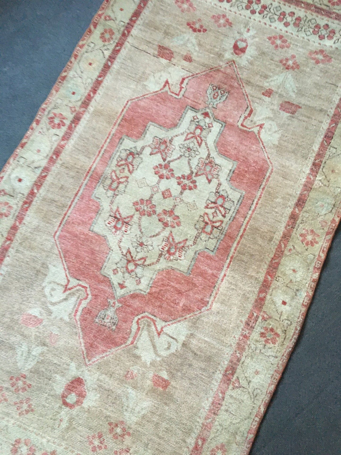 3.5 x 7 feet brown natural wool rug, turkish bedroom area rug, oushak bathroom rug,