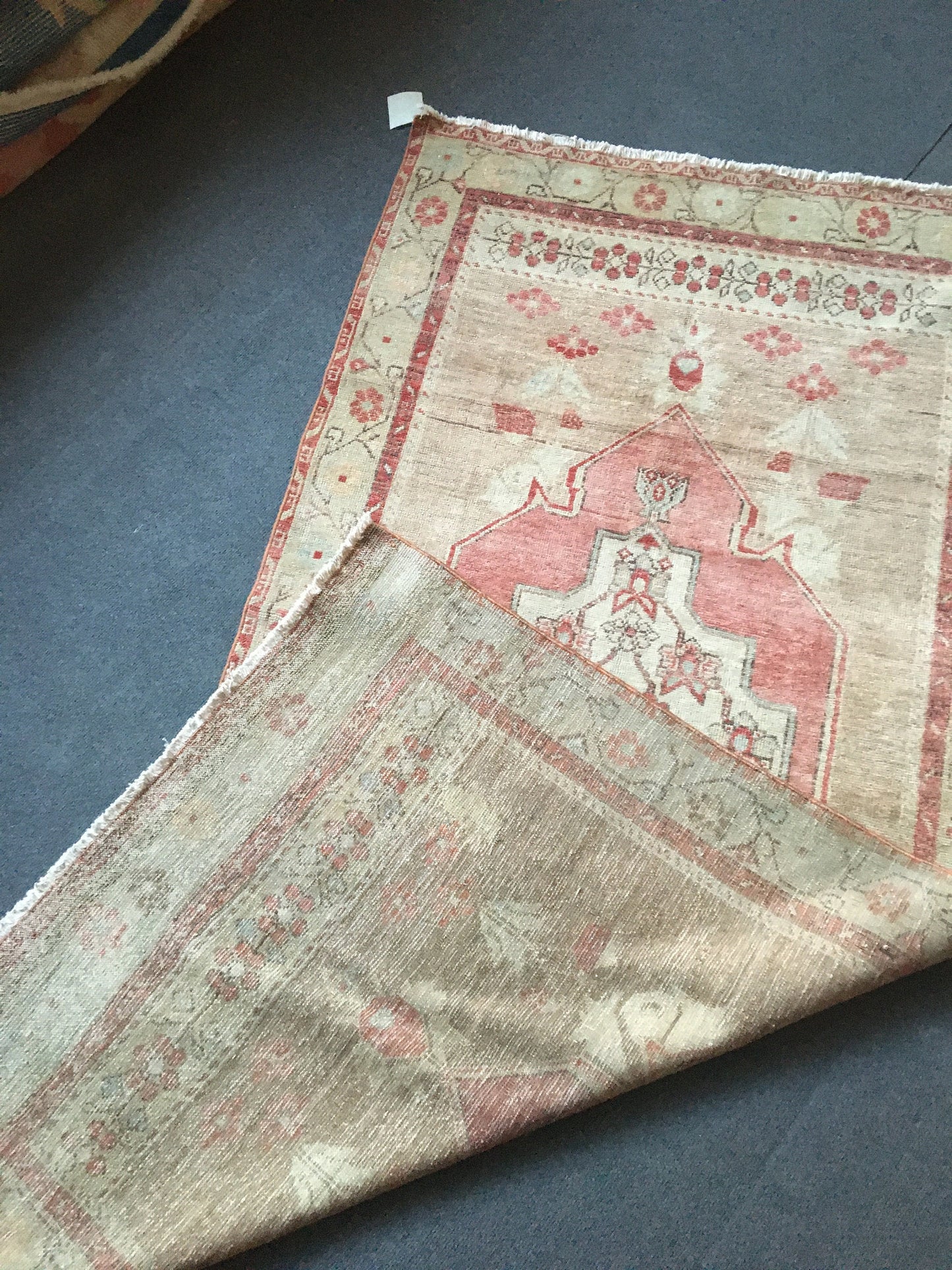 3.5 x 7 feet brown natural wool rug, turkish bedroom area rug, oushak bathroom rug,