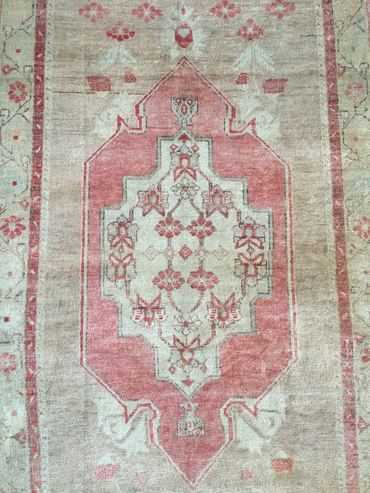 3.5 x 7 feet brown natural wool rug, turkish bedroom area rug, oushak bathroom rug,