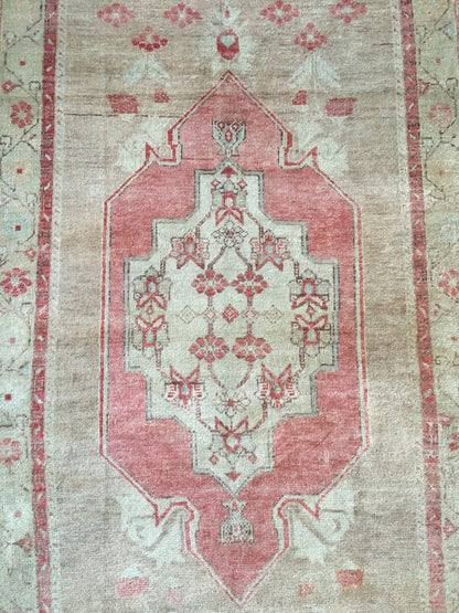 3.5 x 7 feet brown natural wool rug, turkish bedroom area rug, oushak bathroom rug,