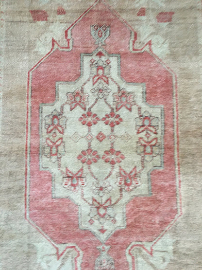 3.5 x 7 feet brown natural wool rug, turkish bedroom area rug, oushak bathroom rug,