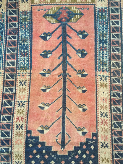 3.5 x 6 feet handmade turkish rug, vintage oushak bedroom rug, anatolian kitchen muted rug,