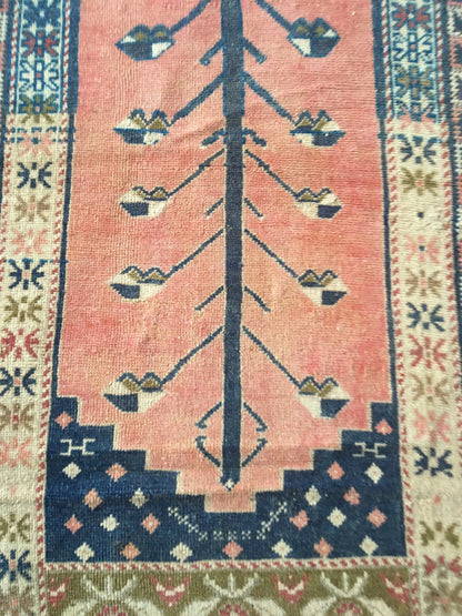 3.5 x 6 feet handmade turkish rug, vintage oushak bedroom rug, anatolian kitchen muted rug,