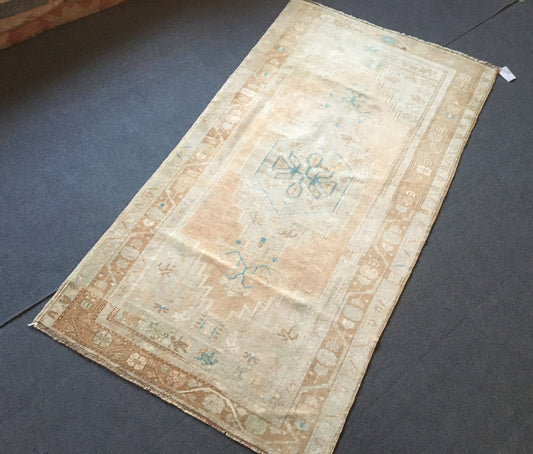 3.4 x 6.2 feet natural wool large rug, turkish kitchen area rug, oushak rug