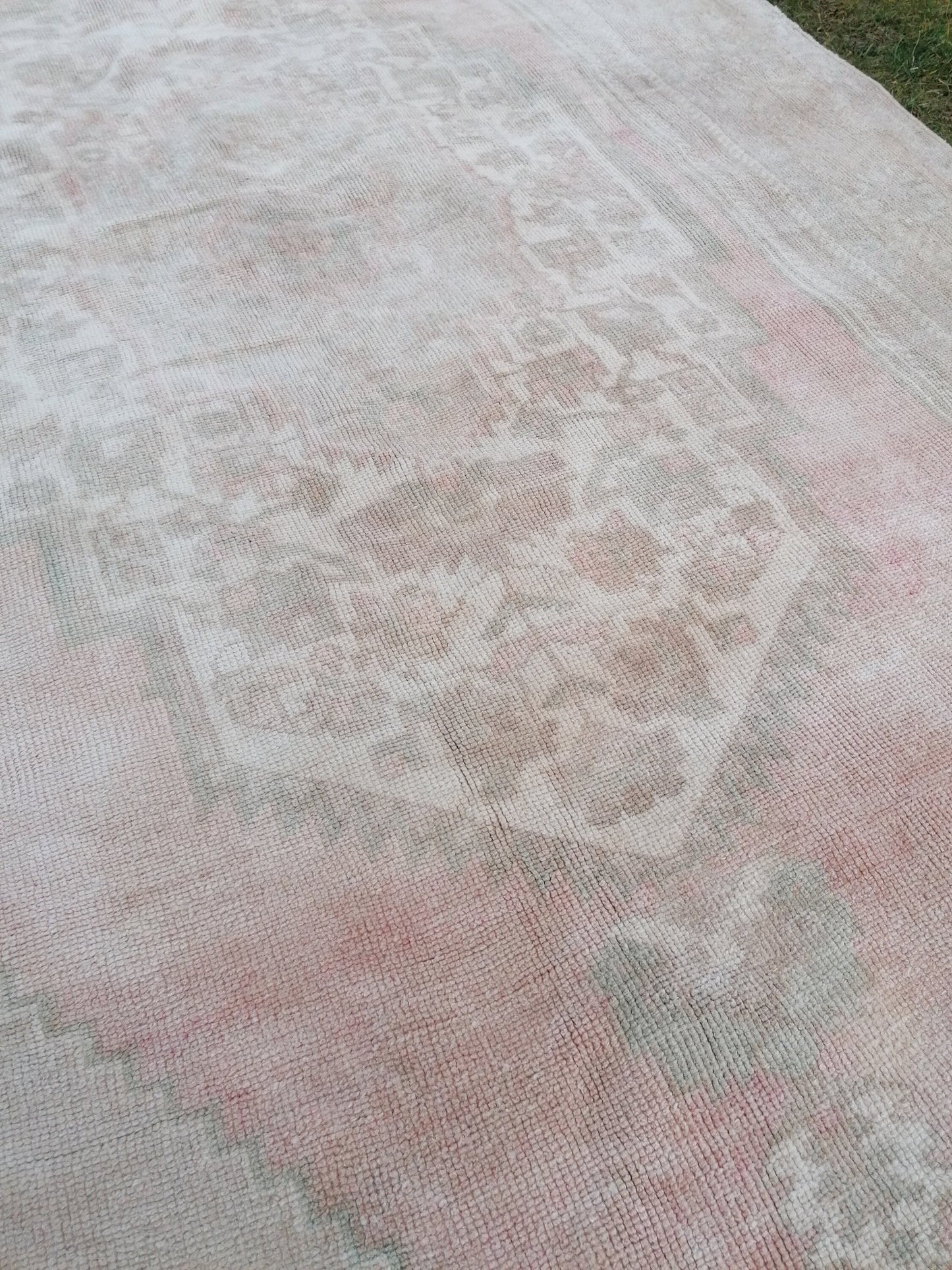 5.3 x 10 Muted runner rug, oushak turkish runner rug  pastel vintage runner rug, handmade wool runner, hallway runner rug